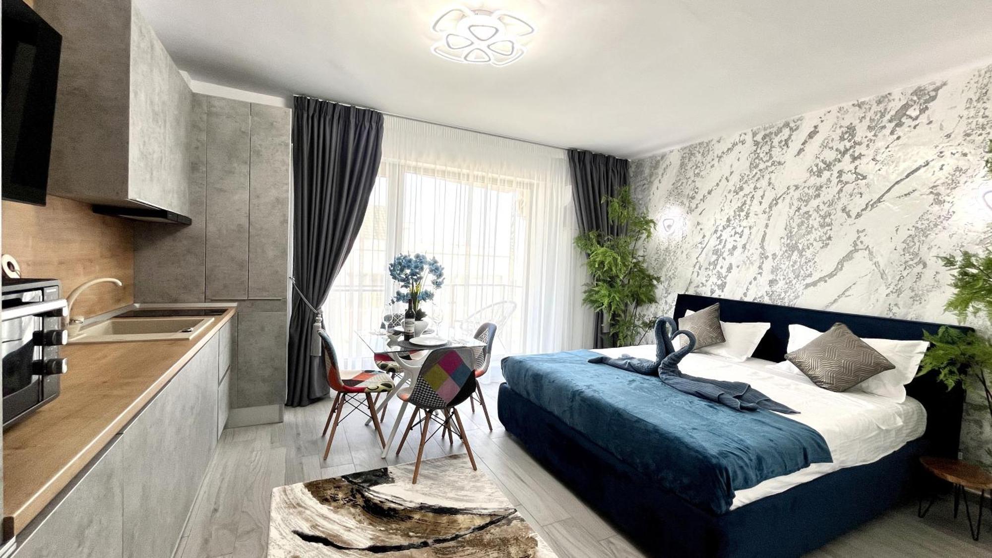 Cosmopolitan - Studio Pe Plaja Cu Vedere La Mare & Loc Parcare Gratis Năvodari Exteriör bild